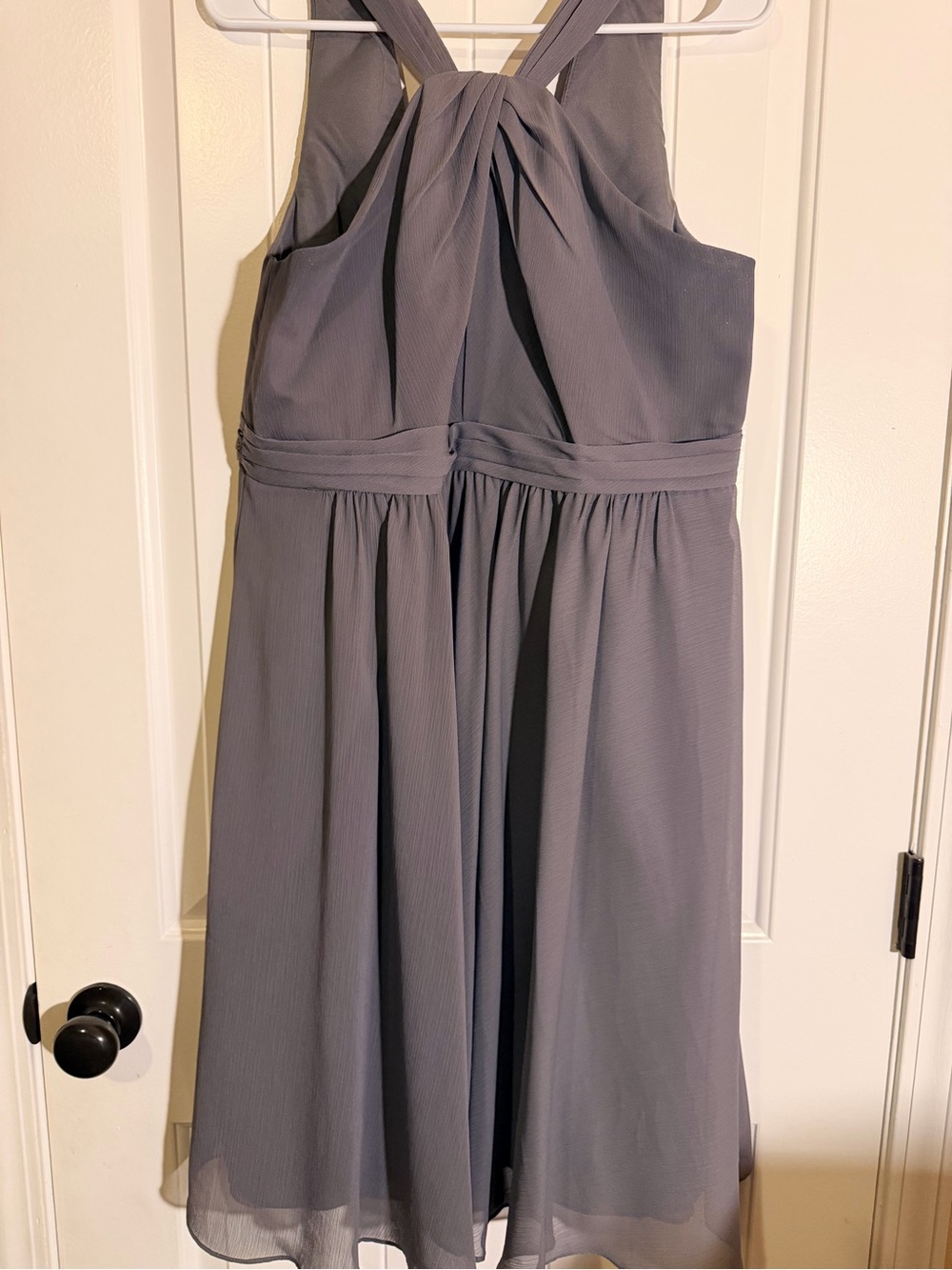 David's Bridal Gray Twisted Halter Midi Dress